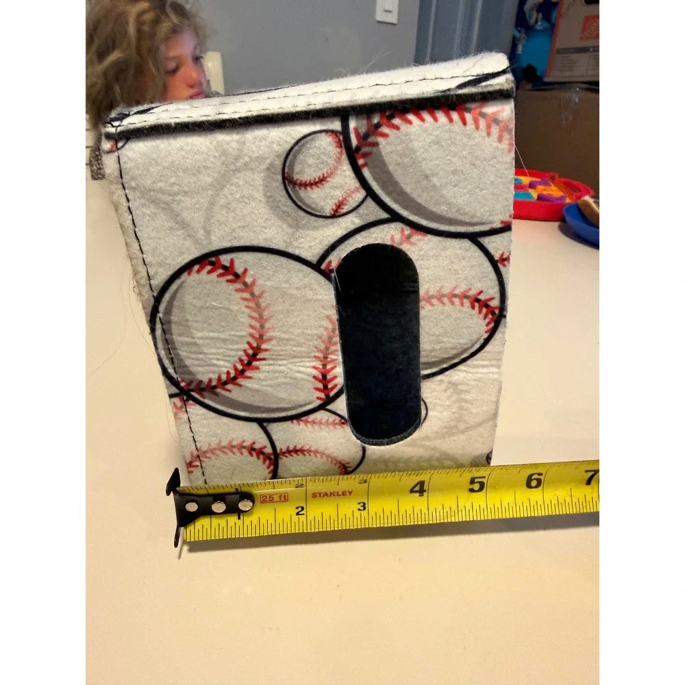Set of 4 Baseball Felt Storage Bins Sports Nursery Playroom Toy Organizers